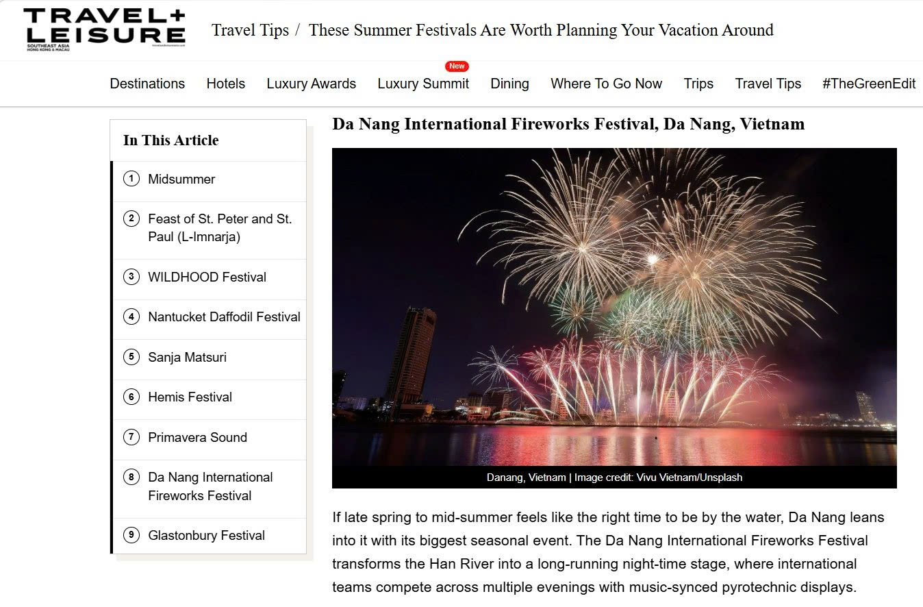 Lễ hội pháo hoa quốc tế Đà Nẵng 2026 lọt top 9 lễ hội đáng đi nhất hành tinh